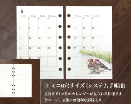 スズメのカレンダー 2026 (リフィル版) - 画像 (5)